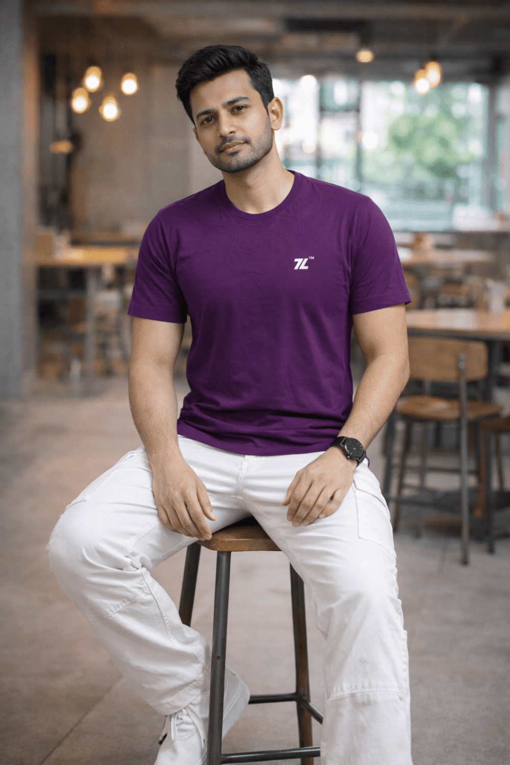 Purple Round Neck T-Shirt for Men