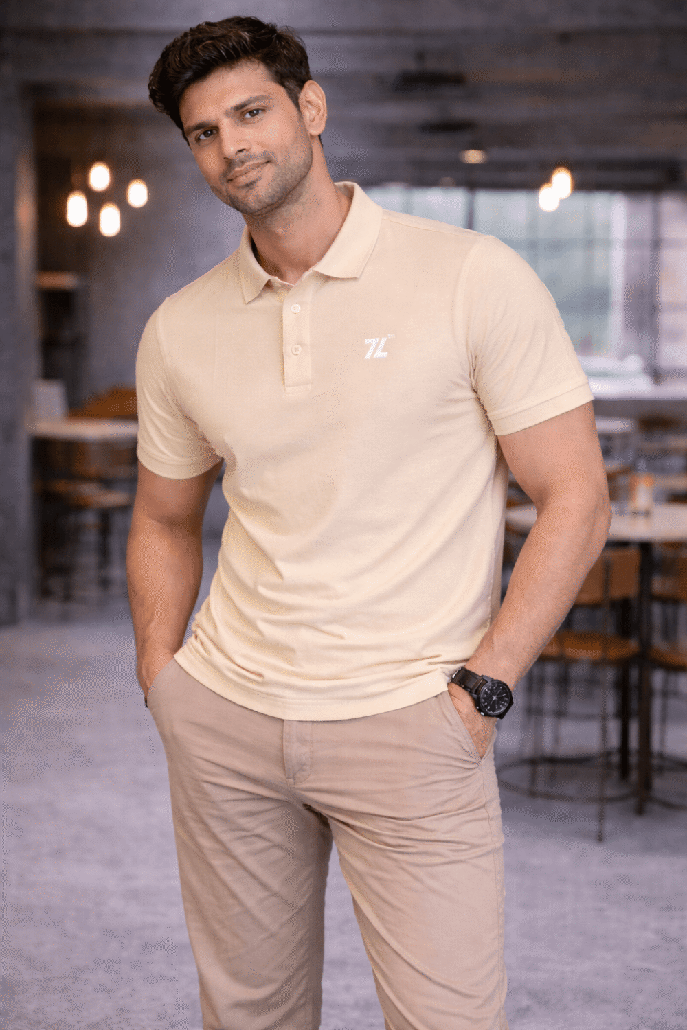 Cream Polo T-Shirt for Men