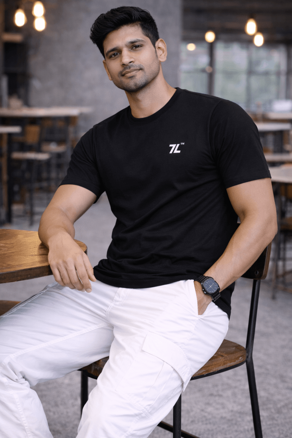 Black Round Neck T-Shirt for Men