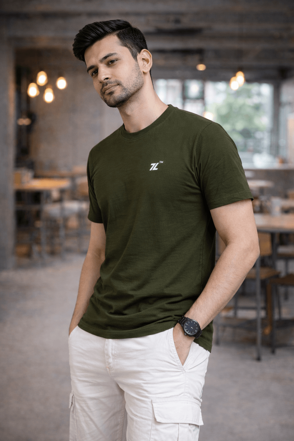Round neck-Olive